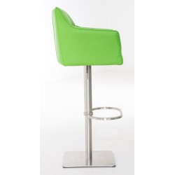 Juego de 2 taburetes de bar Damaso en piel sintética y acero inoxidable