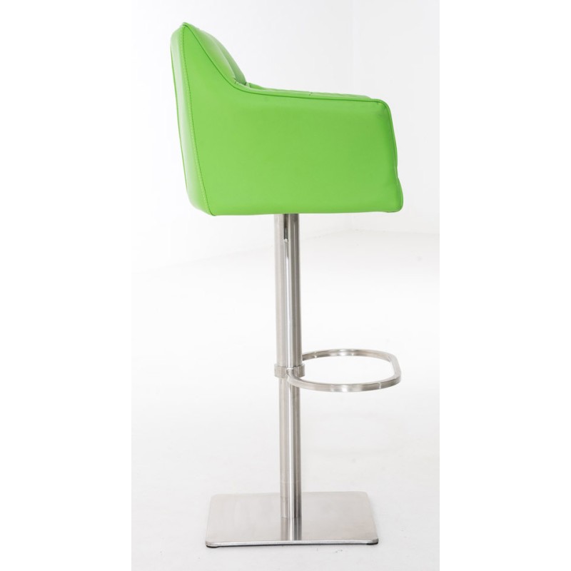 Juego de 2 taburetes de bar Damaso en piel sintética y acero inoxidable