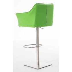 Juego de 2 taburetes de bar Damaso en piel sintética y acero inoxidable