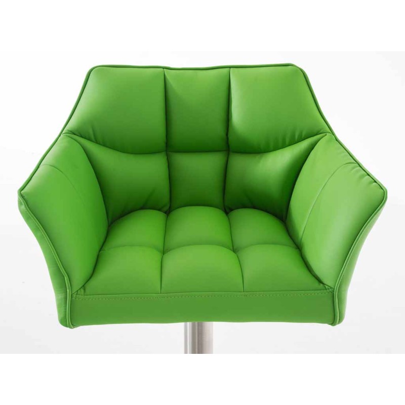 Juego de 2 taburetes de bar Damaso en piel sintética y acero inoxidable