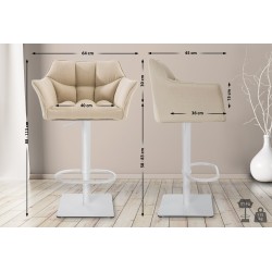 Juego de 2 taburetes de bar tapizados en tela Damaso blanca