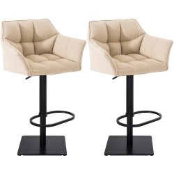 Juego de 2 taburetes de bar tapizados en tela Damaso negra