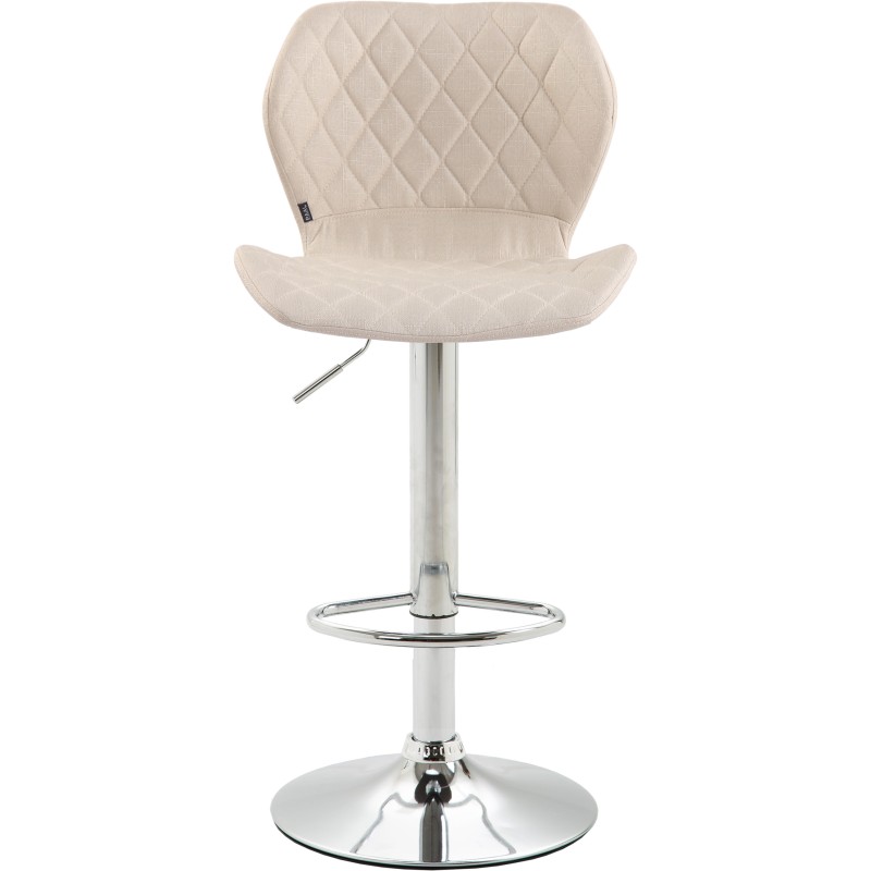 Juego de 2 taburetes de bar, tapizados en corcho y tela, acabado cromado