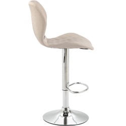 Juego de 2 taburetes de bar, tapizados en corcho y tela, acabado cromado