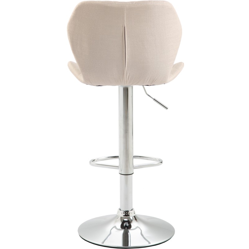 Juego de 2 taburetes de bar, tapizados en corcho y tela, acabado cromado