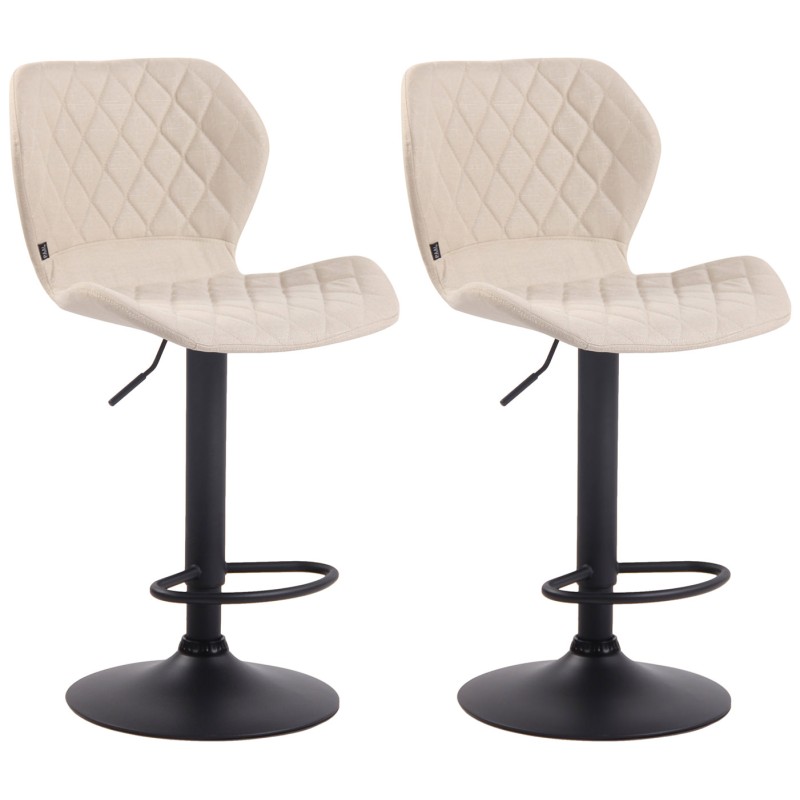 Juego de 2 taburetes de bar, tapizados en corcho y tela, negros