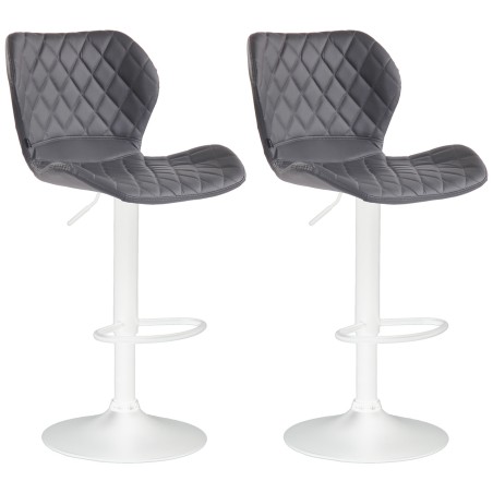 Juego de 2 taburetes de bar, corcho, polipiel, blancos