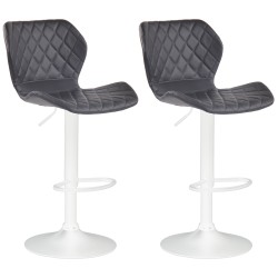 Juego de 2 taburetes de bar, corcho, polipiel, blancos