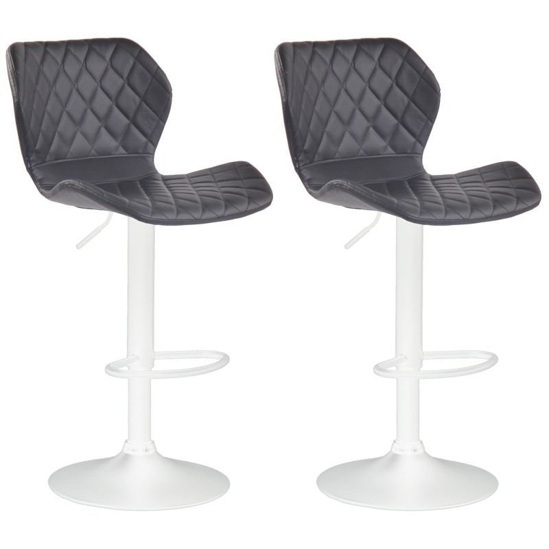 Juego de 2 taburetes de bar, corcho, polipiel, blancos