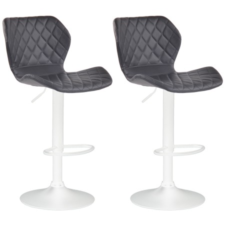 Juego de 2 taburetes de bar, corcho, polipiel, blancos