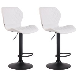 Juego de 2 taburetes de bar, tapizados en corcho y polipiel negra.