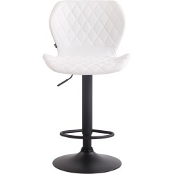 Juego de 2 taburetes de bar, tapizados en corcho y polipiel negra.