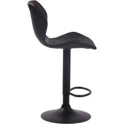 Juego de 2 taburetes de bar, tapizados en corcho y polipiel negra.