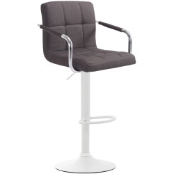 Taburete de bar Lucy V2, tapizado en tela blanca