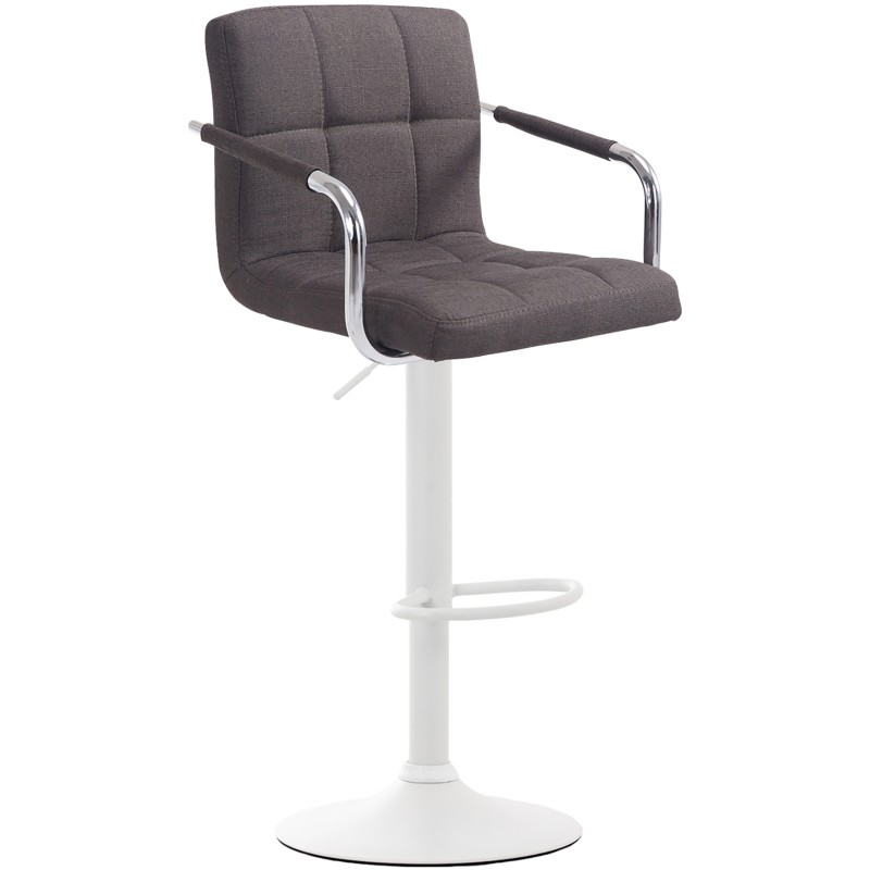 Taburete de bar Lucy V2, tapizado en tela blanca
