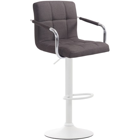 Taburete de bar Lucy V2, tapizado en tela blanca