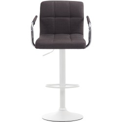 Taburete de bar Lucy V2, tapizado en tela blanca