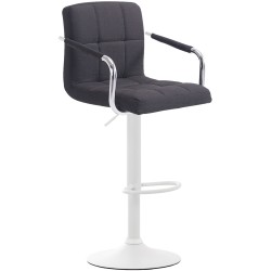 Taburete de bar Lucy V2, tapizado en tela blanca