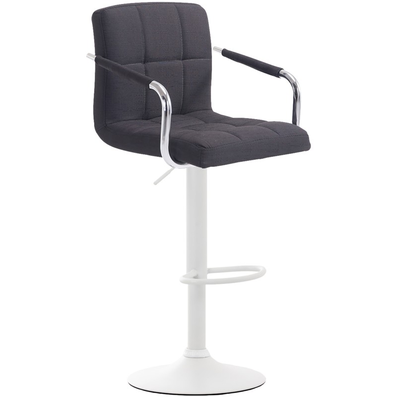 Taburete de bar Lucy V2, tapizado en tela blanca