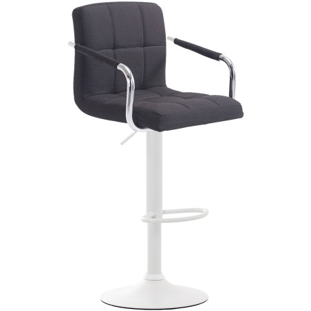 Taburete de bar Lucy V2, tapizado en tela blanca