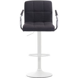 Taburete de bar Lucy V2, tapizado en tela blanca