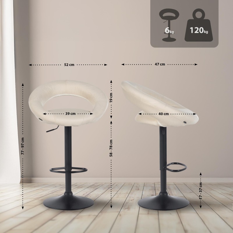 Taburete de bar Olinda, tela negra