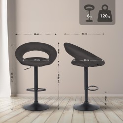 Taburete de bar Olinda, tela negra