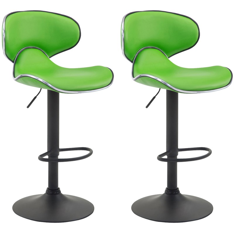 Juego de 2 taburetes de bar Las Vegas V2, imitación piel, negros