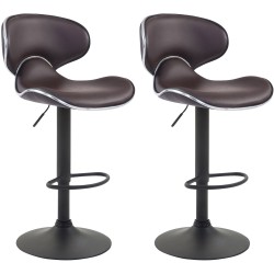 Juego de 2 taburetes de bar Las Vegas V2, imitación piel, negros