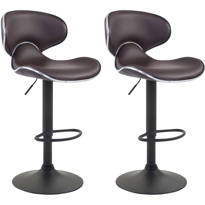 Juego de 2 taburetes de bar Las Vegas V2, imitación piel, negros