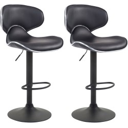 Juego de 2 taburetes de bar Las Vegas V2, imitación piel, negros