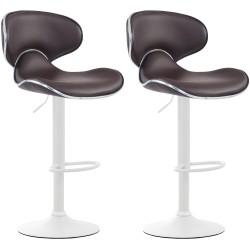 Juego de 2 taburetes de bar Las Vegas V2 en piel sintética blanca