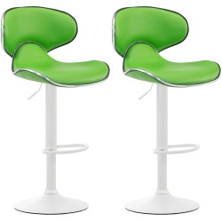 Juego de 2 taburetes de bar Las Vegas V2 en piel sintética blanca