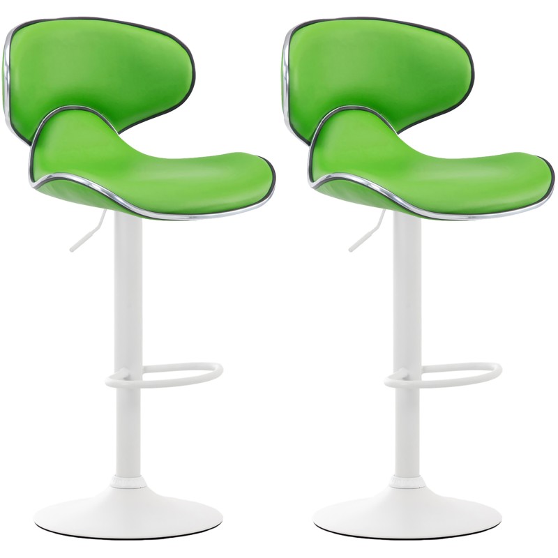 Juego de 2 taburetes de bar Las Vegas V2 en piel sintética blanca