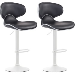 Juego de 2 taburetes de bar Las Vegas V2 en piel sintética blanca