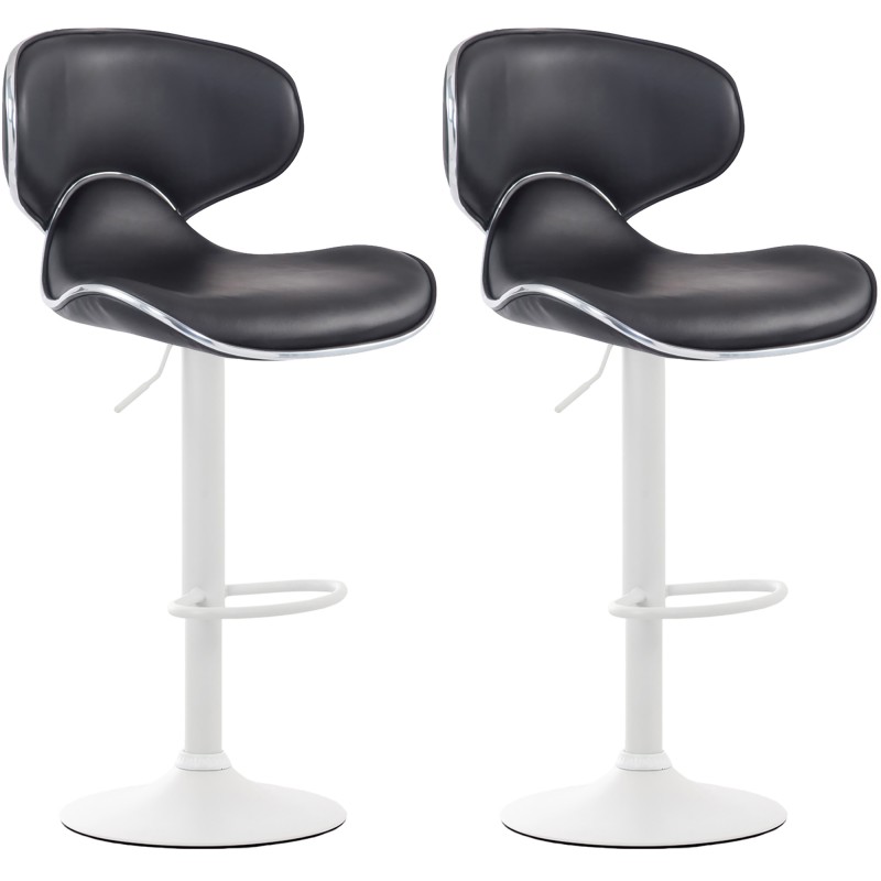Juego de 2 taburetes de bar Las Vegas V2 en piel sintética blanca