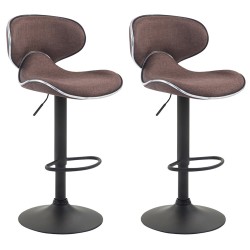 Juego de 2 taburetes de bar Las Vegas V2, tapizados en tela, color negro