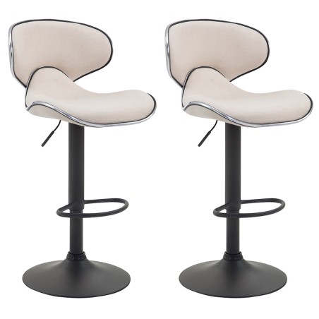 Juego de 2 taburetes de bar Las Vegas V2, tapizados en tela, color negro