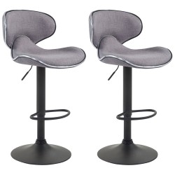 Juego de 2 taburetes de bar Las Vegas V2, tapizados en tela, color negro