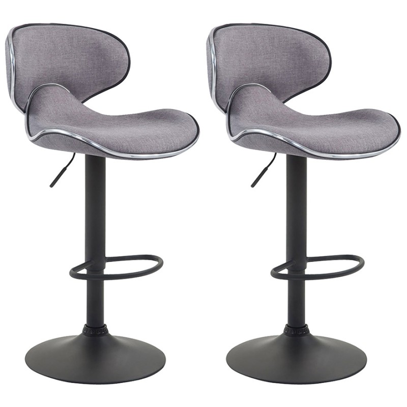 Juego de 2 taburetes de bar Las Vegas V2, tapizados en tela, color negro