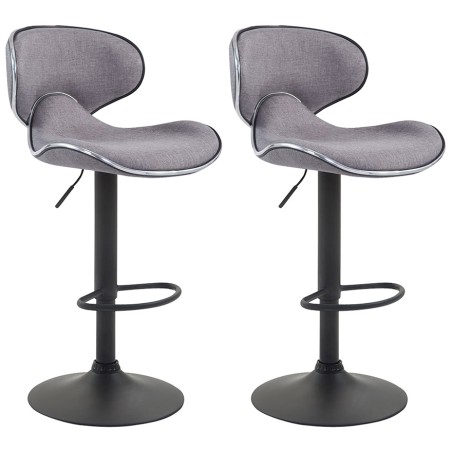 Juego de 2 taburetes de bar Las Vegas V2, tapizados en tela, color negro