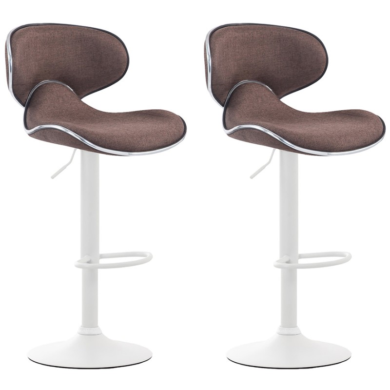 Juego de 2 taburetes de bar Las Vegas V2 en tela blanca