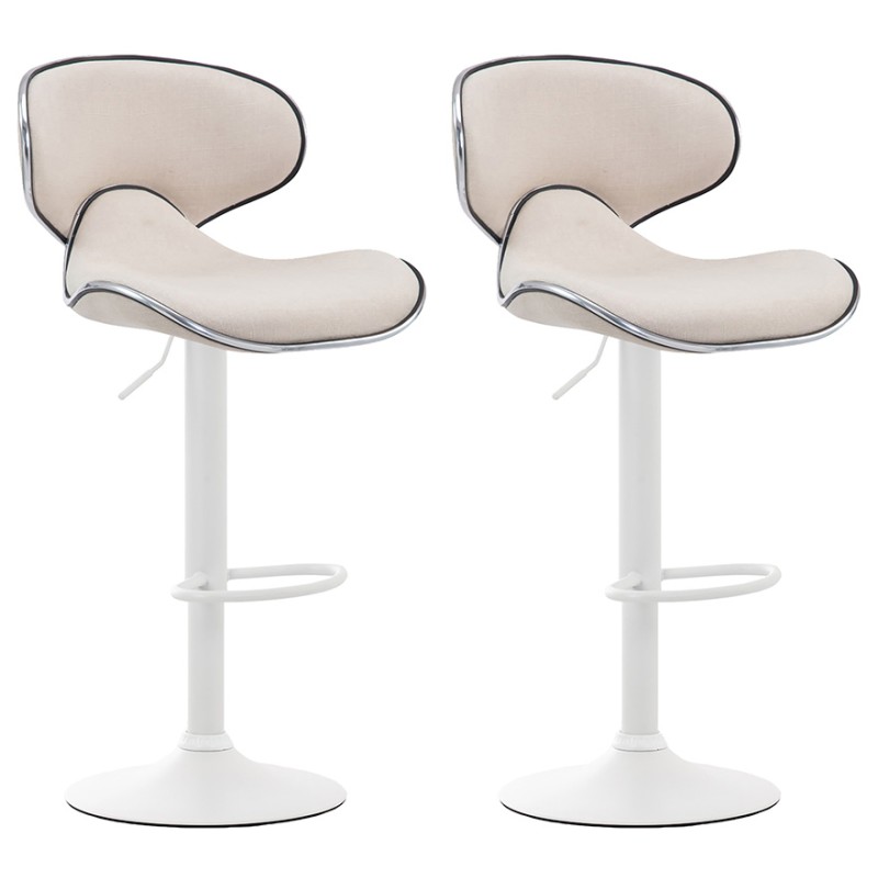 Juego de 2 taburetes de bar Las Vegas V2 en tela blanca