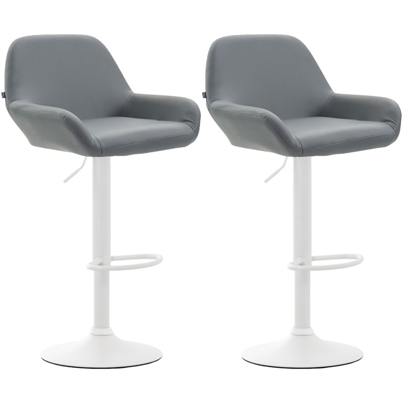 Juego de 2 taburetes de bar Braga, polipiel, blancos