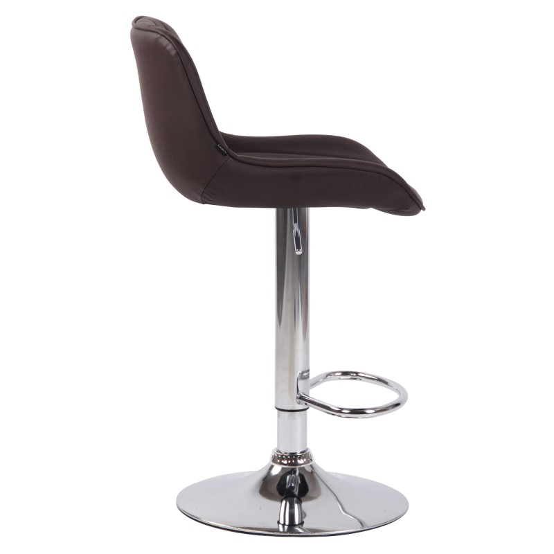 Taburete de bar Lentini, imitación de cuero, cromado