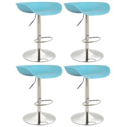 Juego de 4 taburetes de bar Anaheim, de plástico cromado.