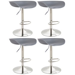 Juego de 4 taburetes de bar Anaheim, de plástico cromado.