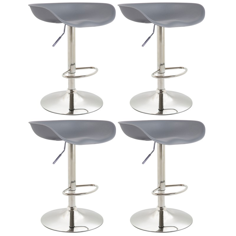 Juego de 4 taburetes de bar Anaheim, de plástico cromado.
