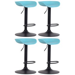 Juego de 4 taburetes de bar Anaheim, de plástico negro.