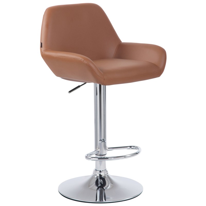 Juego de 2 taburetes de bar Braga, imitación de cuero, acabado cromado